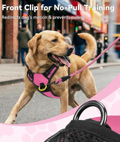 Joytale No Pull Dog Harness for Small Dogs, Reflective Pet Vest with Front Clip, Adjustable Soft Padded Harnesses with Easy Control Handle for Training and Walking, Pink, S