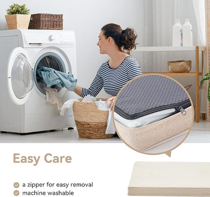 WATANIYA PET Memory Foam Medium Dog Bed, Cooling Dog Beds for Medium Dogs, Washable Orthopedic Pet Bed for Crate with Joint Relief Memory Foam, Waterproof Liner and Plush Cover (29"x 18", Beige)