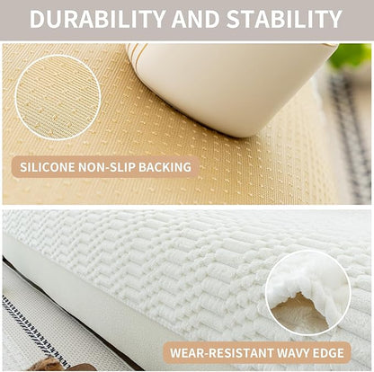 Plush Warm Sofa Covers Washable, Funny Fuzzy Couch Cover for Dogs Washable, Non-Slip Couch Covers for Recliner, Soft Sofa Slipcover for Pet & Kid(1PC, Beige White, 36"×36", Single Seater)