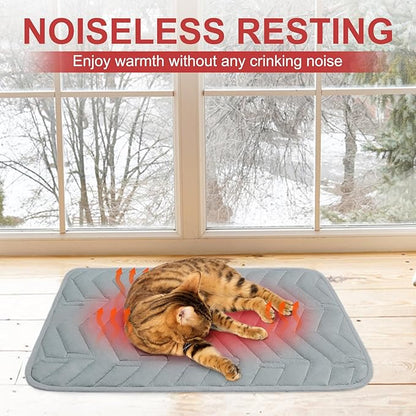 BEAUTYZOO Self Warming Cat Bed Mat, Self Heating Dog Pad for Indoor Outdoor Pet House, Heated Thermal Warmer Cat Blanket for Kitten Puppy Washable Non-Slip Chew Proof,1 Pack 23 x 35 Inches Light Grey
