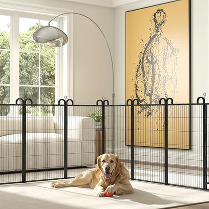 Kfvigoho Dog Playpen Outdoor 24 Piece Panels Heavy Duty Dog Fence 47" Height Anti-Rust with Doors Portable for RV Camping Yard, Total 54FT, 227 Sq.ft, Snowy Black