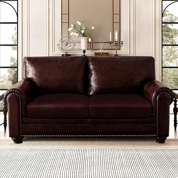 ANARACHON Leather Look Couch Cushion Covers Sofa Seat Slipcovers Sets Couches Furniture Protector for Sectional Armchair Loveseat Pets Kids Stretch Spandex Fabric (2 Cushion Loveseat, Burgundy)
