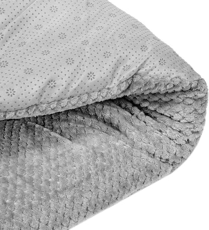 WONDER MIRACLE Fuzzy Deluxe Pet Beds, Super Plush Dog or Cat Beds Ideal for Dog Crates, Machine Wash & Dryer Friendly (23" x 35", L-Pearl Grey)