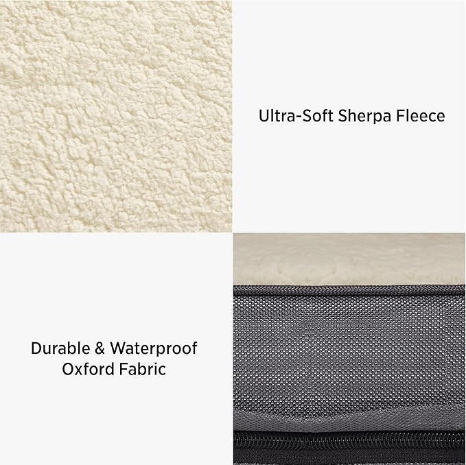 LE SURE XL Washable Dog Bed Cover Replacement Plush Fleece Cover for Orthopedic Egg Crate Foam Pet Mat 44x32x3 Inches, Grey