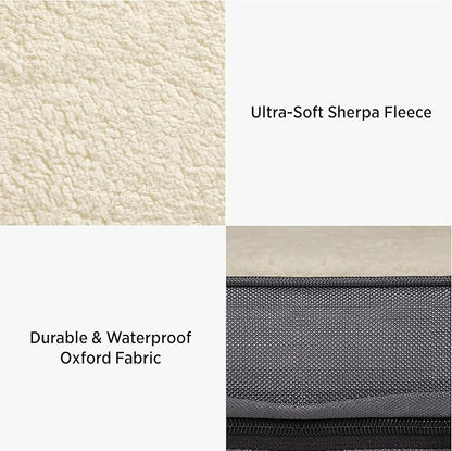 LE SURE XL Washable Dog Bed Cover Replacement Plush Fleece Cover for Orthopedic Egg Crate Foam Pet Mat 44x32x3 Inches, Grey