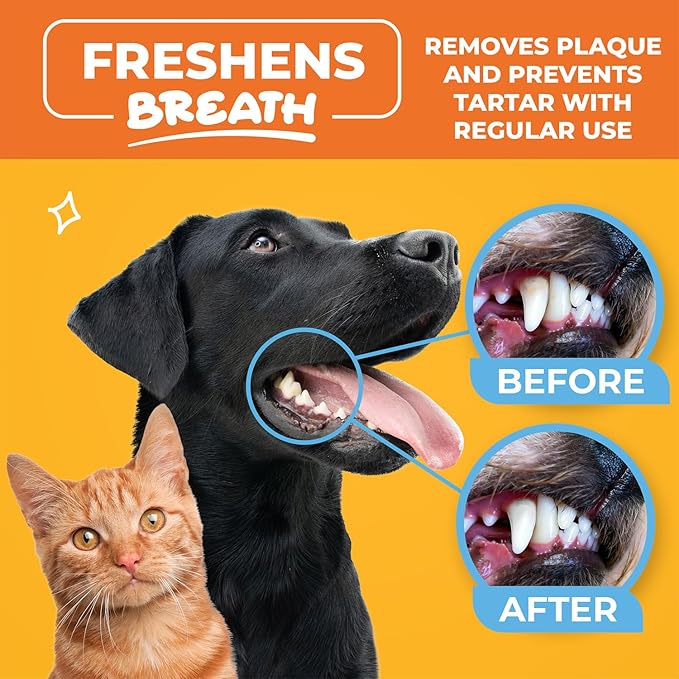 Paw Science Dog & Cat Teeth Cleaning Wipes - Dental Finger Wipes for Cats & Dogs - Pet Toothbrush & Tooth Brushing Kit - Effective Teeth Cleaner (Unscented)