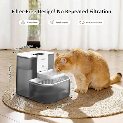 [New Upgrade] Famifit 4.5L+2L Heated Automatic Cat Water Fountain, 4000mAh Battery, Warm Water Option, Timed & Measured Control, Clean Water System, No Filter, Ceramic Bowl, Plug-in Recommended