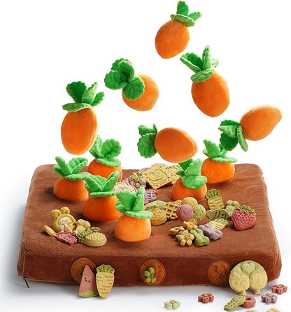 Nocciola Carrot Puzzle Dog Toys, 12PC Squeaky Carrots & Farm Snuffle Mat for Hide and Seek Snuffle Toys for Small and Medium Dogs, Carrot Patch Dog Toy to Keep Them Busy