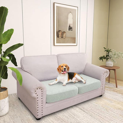 hyha Individual Couch Cushion Covers, Stretch Magic Sofa Seat Cushion Covers Washable, Dog Couch Sofa Slipcover for Pets, Kid with Elastic Bottom(2PC, Light Grey)