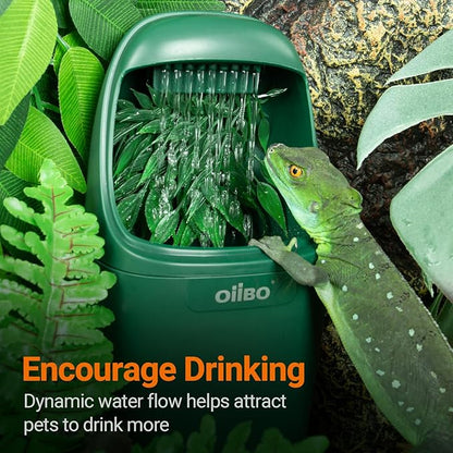 OiiBO Reptile Water Dispenser, Automatic Drinking Fountain Water Flow Adjustable Reptile Tank Waterfall for Lizard Bearded Dragon Chameleon, Ultra Quiet Amphibians Insects Terrarium Water Dripper