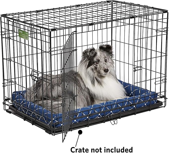 Midwest Homes for Pets 40230-BLD Quiet Time Couture Ashton Bolster Pet Bed, Medium Dog/30, Blue