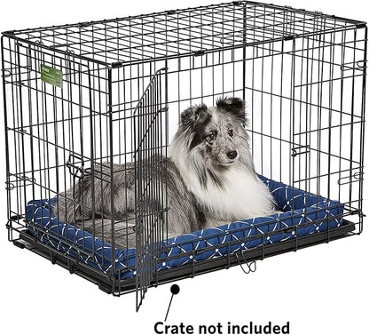 Midwest Homes for Pets 40230-BLD Quiet Time Couture Ashton Bolster Pet Bed, Medium Dog/30, Blue