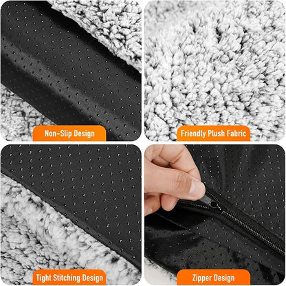 WanpeeGoo Self Warming Pet Bed for Cats & Dogs, Heated Pet Mat, 2.0 Upgraded Thermal Foil Heating Pad, Plush Self-Heating Bed for Crate, Floor, with Removable Washable Cover, Non-Slip, Gray, 18"x27"