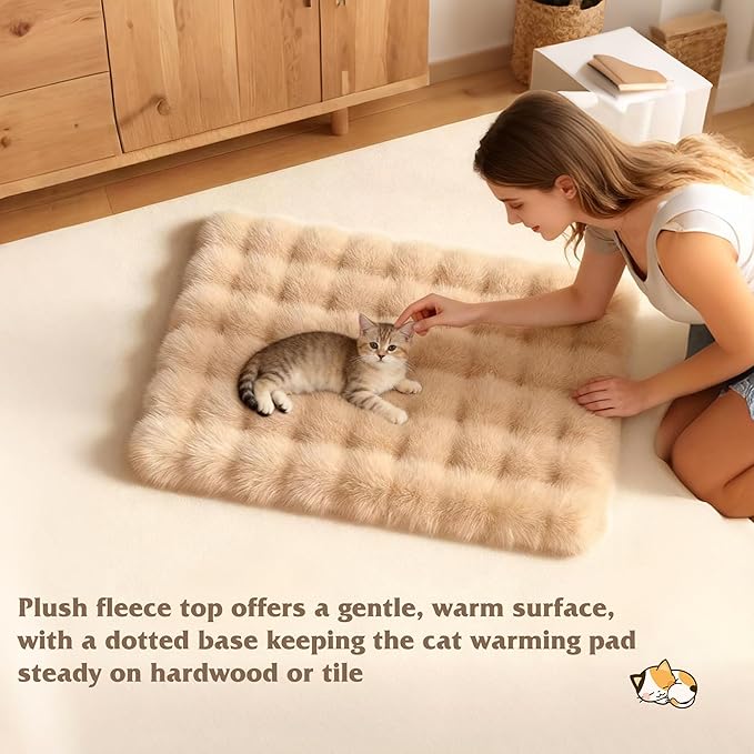 Self Warming Cat Bed, Self Heating Cat Mat & Warming Pad with Plush Fleece 18"x24", Non-Slip – Indoor Heated Cats Pad for Kittens, Small Dogs & Senior Pets