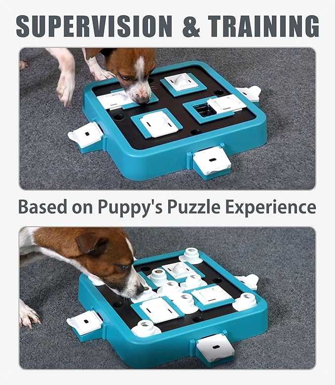 Aluckmao Dog Puzzle Toy, Adjustable Difficulty Levels Beginner to Advanced, Large Size, Brain Stimulation Mental Enrichment, Food Treat Game (Green)