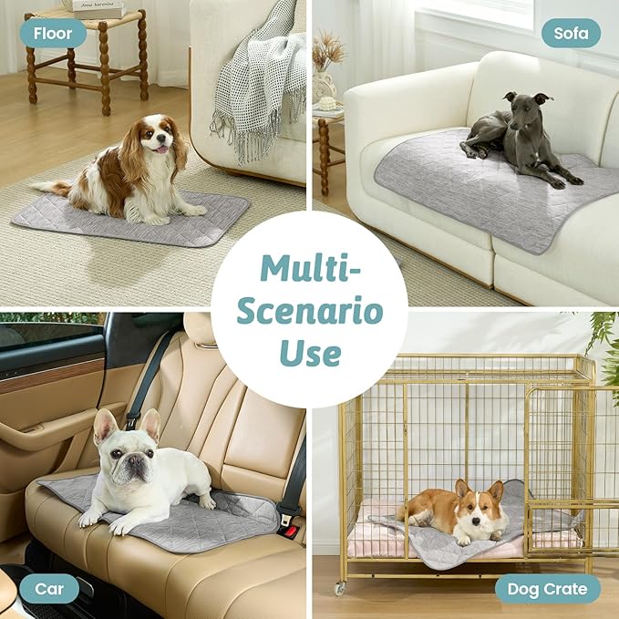 COZY KISS Dog Cooling Mat 27"x36" Q-Max>0.4, Waterproof Pet Bed Cover, Non-Slip Dog Bed Mat, Washable Cooling Pad for Small Dogs, Cats, Crate, Couch, Furniture Protector(Gray)