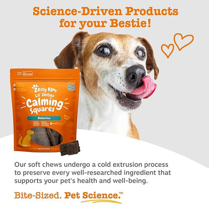 Zesty Paws Flavored Soft Chews - Calming for Dogs Anxiety Composure Relief with Ashwagandha Melatonin Chamomile Passionflower Dog Stress Separation Aid for Fireworks and Thunder 20 oz