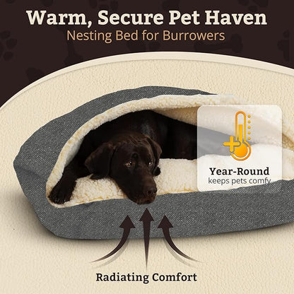 Snoozer Pet Products Luxury Rectangle Cozy Cave Dog Bed with Microsuede, Showdog Collection, Medium, Merlin Pewter