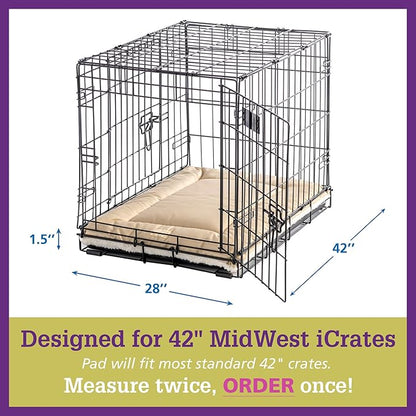 Pet Dreams Dog Crate Pad - Washable Kennel Mat, Crate Pads for Dog Cages, Non-Toxic, Flat Indoor Cat Bed, Fits iCrate 18, 24, 30, 36, 42, 48 Inches (Grey, X Large, 42")