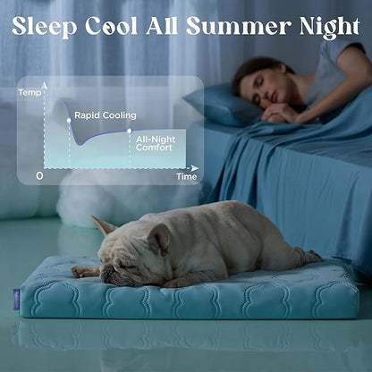 LE SURE Cooling Dog Bed Medium Size Dog, Q-Max>0.5 Cooling Mat with Removable Washable Cover, Breathable Orthopedic Egg Crate Foam Summer Pad for Active/Long-Haired/Senior Pets/Cats/Puppy, 29x18 Inch