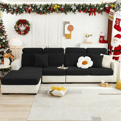 hyha Individual Couch Cushion Covers, Stretch Magic Sofa Seat Cushion Covers Washable, Dog Couch Sofa Slipcover for Pets, Kid with Elastic Bottom(Back Cover M, Black)
