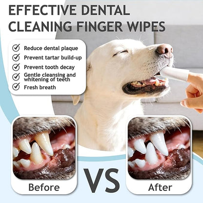 DOCO Pet Dog Teeth Cleaning Wipes – Deodorizing Finger Wipes for Dogs & Cats | Helps Reduce Plaque & Tartar Buildup, Supports Fresh Breath, No Rinse (Chicken, 50 Count)