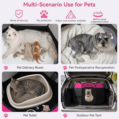Siedihit Dog Playpen, Medium Puppy Pet Playpen, Dog Crate Tent Cage Indoor/Outdoor, Portable Pop Up Dogs Kennel Playpen with Carrying Case for Dogs/Cats/Rabbits, Hot Pink