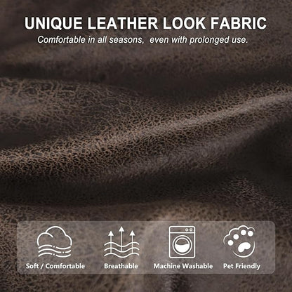 ANARACHON Leather Look Couch Cushion Covers Sofa Seat Slipcovers Sets Couches Furniture Protector for Sectional Armchair Loveseat Pets Kids Stretch Spandex Fabric(3 Cushion Sofa, Brown)