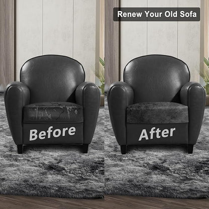ANARACHON Leather Look Couch Cushion Covers Sofa Seat Slipcovers Sets Couches Furniture Protector for Sectional Armchair Loveseat Pets Kids Stretch Spandex Fabric (1 Cushion Armchair, Dark Grey)