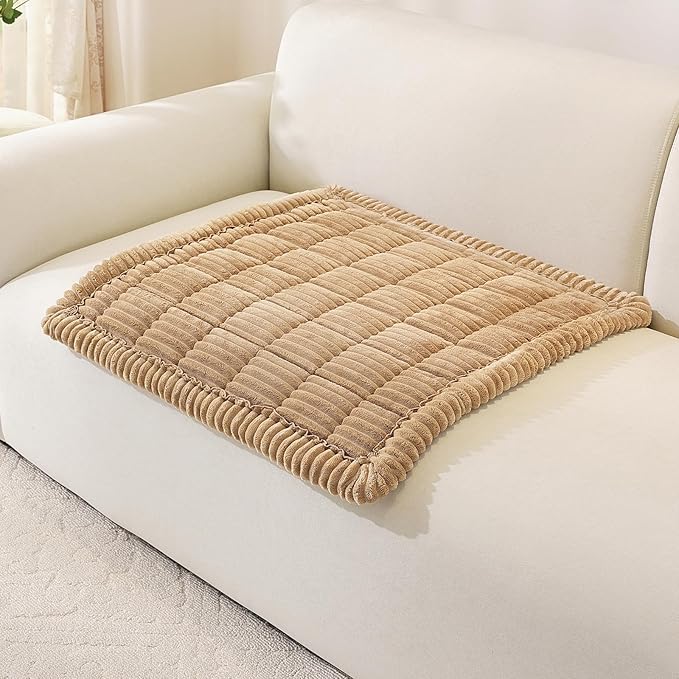 OstepDecor Washable Couch Cover for Dogs, Thick Pet Friendly Sofa Covers, Soft Couch Protector, Paw Cart Sofa Slipcovers, Cushion Protector for Leather, Sectional, Loveseat (27.6" x 27.6", Khaki)