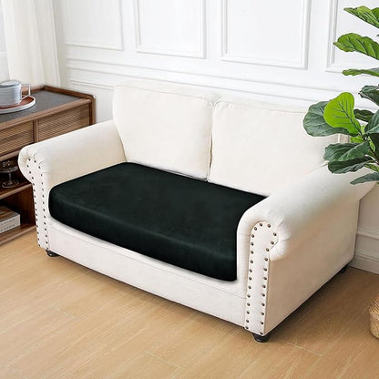 ANARACHON Leather Look Couch Cushion Covers Sofa Seat Slipcovers Sets Couches Furniture Protector for Sectional Armchair Loveseat Pets Kids Stretch Spandex Fabric (1 Cushion Loveseat, Dark Green)