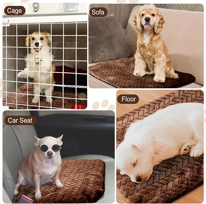 Drydiet 4 Pack Self Warming Cat Bed Mat Self Heating Pad for Dog Extra Warm Winter Pet Pad Washable Thermal Pads Mats for Pets Indoor Outdoor(Dark Coffee,16 x 20 Inch)