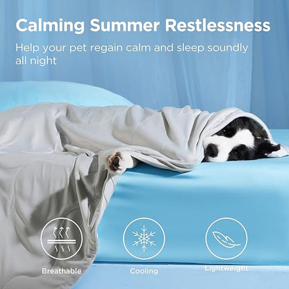 Bedsure Cooling Blanket for Medium Dogs with Breathable Air-Core Fill Q-MAX>0.4 - Dog Cooling Mat Soft, Lightweight Pet Cat Throw Cold Blanket Washable for Summer, Pearl Grey, 30x40