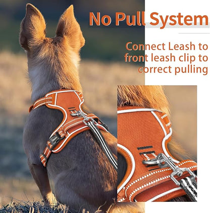 HEELE Dog Harness for Medium Dogs No Pull Dog Vest Harness with Soft Padded Handle Reflective for Outdoor Training, Pumpkin Orange, M