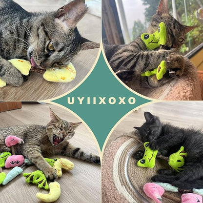 Interactive Cat Toys Set, Silvervine Chew Sticks and Cat Crinkle Balls, Indoor Cat Toys for Exercise and Dental Care, for All Cat Breeds (7 Pack)