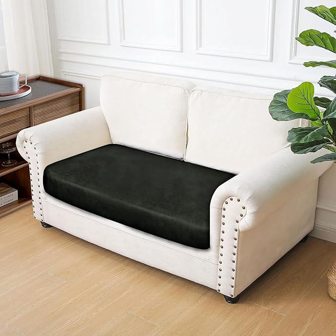 ANARACHON Leather Look Couch Cushion Covers Sofa Seat Slipcovers Sets Couches Furniture Protector for Sectional Armchair Loveseat Pets Kids Stretch Spandex Fabric (1 Cushion Loveseat, Army Green)