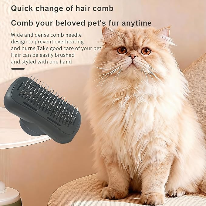 Pet hair blowing comb-Skin Friendly Grooming Tool for Dogs, Cats, and Puppies, Deshedding and Hair Removal for Long and Short Haired Pets (dark gray)