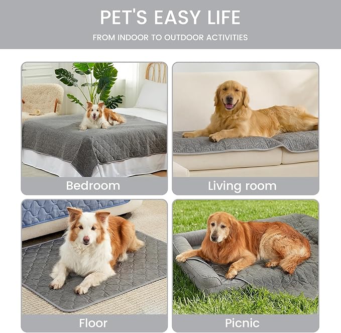 Cozy Bliss Deluxe Leakproof Cooling Blanket for Small Dogs Q-Max 0.5, Soft & Durable Washable Pet Cooling Mat for Hot Weather, Livingroom, Pet Throw & Couch Protector for Cats, Charcoal Grey, 25"x35"