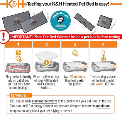 K&H Pet Products Pet Bed Warmer, Turn Any Pet Bed Into a Heated Cat or Dog Bed, Waterproof Indoor Heated Warming Pad Insert, Automatic Temperature, Safety Listed - Large 24.5 X 11.75in Gray