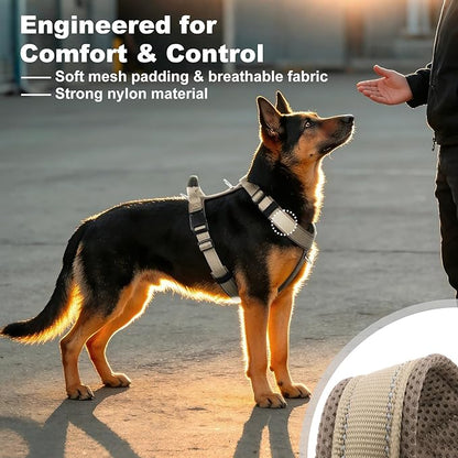 No Pull Dog Harness with Handle, Soft Mesh Padded Adjustable for Small Medium Large Dogs | Reflective Easy Walk Harness with Front Clip for Training, Running & Outdoor (Beige, S)