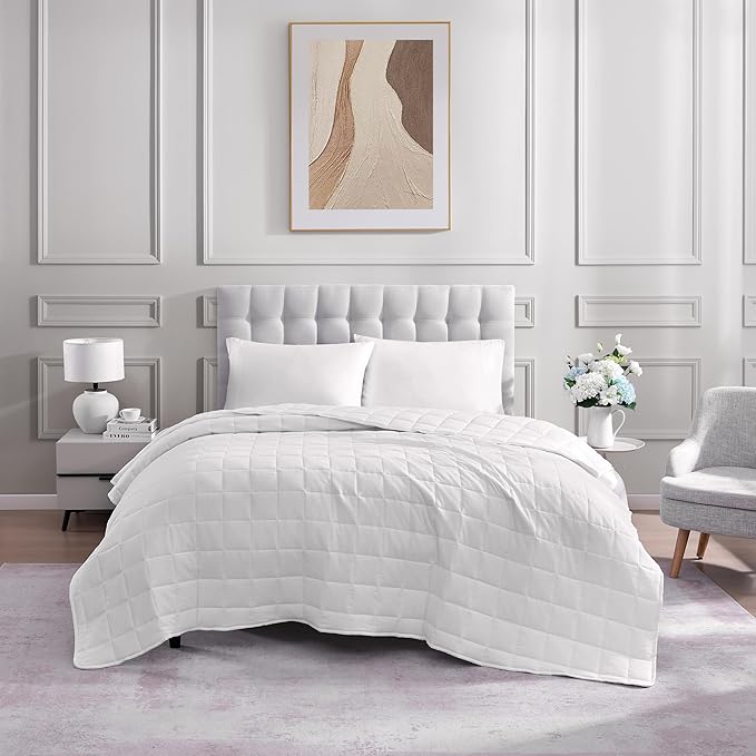 Casa Platino Blanket Twin XL - Pre Washed Quilted Blanket - Soft & Lightweight Bed Blanket - All Season Premium Down Alternative Blankets - White