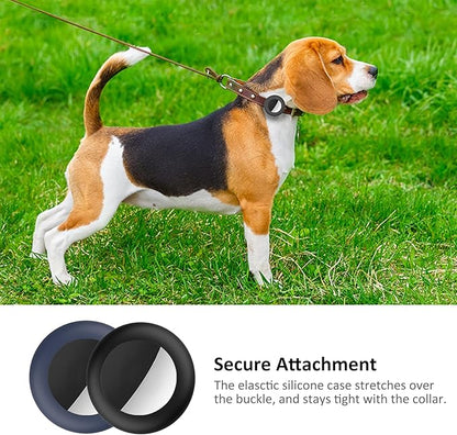 2022 Airtag Cat Collar Holder, Small Air Tag Compatible With Apple Airtag GPS Tracker, 2Pack Waterproof Case Cover for Dog Pet Collar Within 3/8 Inch (Black&Blue)