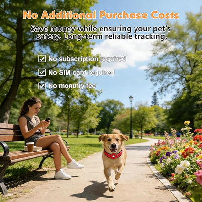 2-in-1 GPS Tracker for Dogs: Smart Pet Collar with Real-Time Tracking,No Monthly Fee/Subscription (iOS Only) Waterproof, Anti-Lost,365-Day Long Battery Life GPS Tracker Dog Collar(Tracker Included)