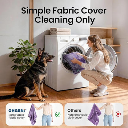 OhGeni Orthopedic Dog Bed Couch Big Cat Sofa for Extra Large Sized Pets with Memory Foam, Machine-Washable Waterproof Removable Cover, Soft Comfortable Fabric, 44-inch (Purple)
