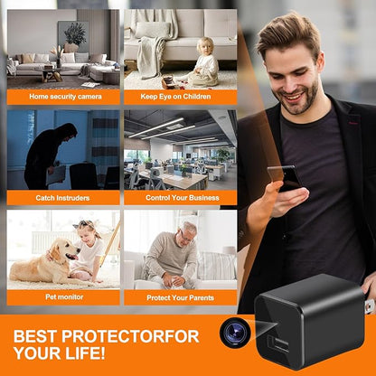 1080P Hidden Camera Charger - WiFi Mini Spy Camera - Compact Wireless Indoor Security Camera - Discreet Tiny Nanny Camwith App Live Feed