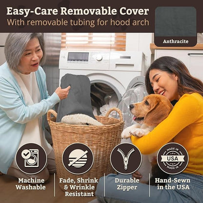 Snoozer Pet Products Luxury Rectangle Cozy Cave Dog Bed with Microsuede, Extra Large, Anthracite