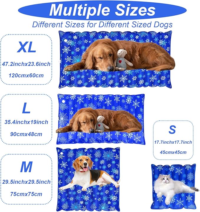 Dog Cooling Mat, 35.4" x 18.9", Cooling Mat for Dogs and Cats, Suitable for All Types of Pets, Durable Cooler Fabric for Better Cool Sensation, Keeping Pets Cool in Summer Heat (Snowflake)