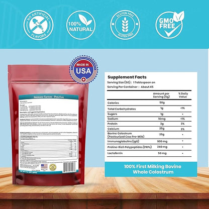 BodyBoost Bovine Colostrum for Dogs and Cats, Organic Immune Support Supplement for Allergy and Itch Relief, Grass Fed Colostrum Powder for Pets, Dog Gut Health, All Ages, 8 oz
