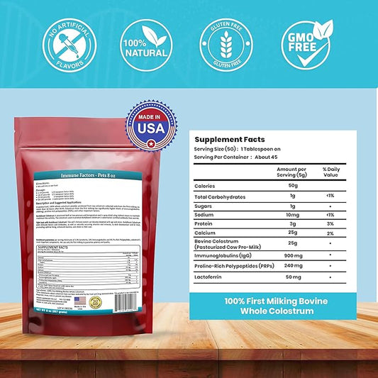 BodyBoost Bovine Colostrum for Dogs and Cats, Organic Immune Support Supplement for Allergy and Itch Relief, Grass Fed Colostrum Powder for Pets, Dog Gut Health, All Ages, 8 oz