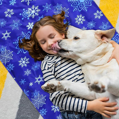 Drydiet Cooling Pad Mat for Sleep Cooling Mattress Pad Gel for Bed, Relieve Pain, Summer Hot Flashes, Adult, Pets, No Water or Electricity Required(Snowflake,Blue,White,60 x 20 Inch)